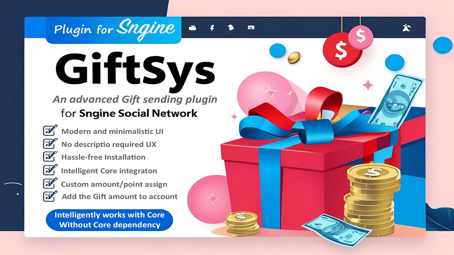 GiftSys- Send Cash or Point as gift in Sngine