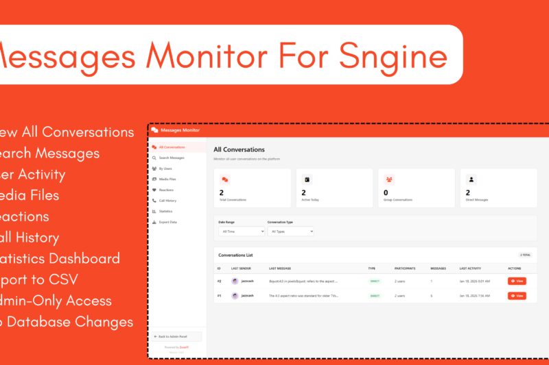 Messages Monitor for Sngine